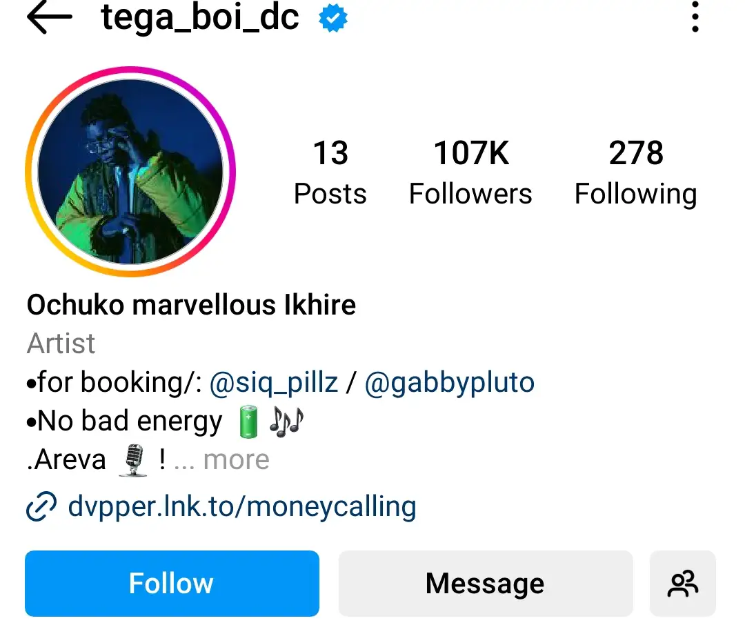 Tega Boi Dc Instagram